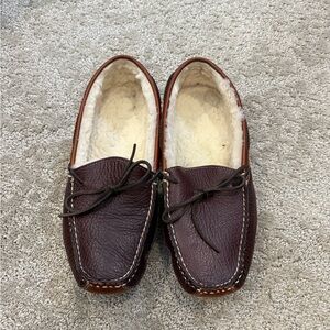 L.L. Bean Dark Men's Double-sole Slippers Shearling Lined